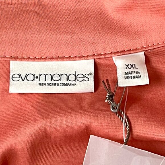 NWT Shirt Dress Eva Mendes NY&C Size XXL Coral Belted Button-Front Cotton Blend - Picture 3 of 16